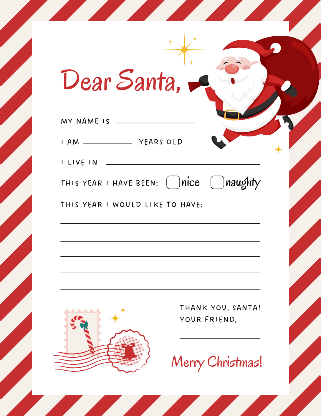 Preview of Kids Santa Letter Christmas Wish List